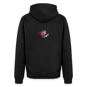 Evolve or Repeat - Unisex Premium Bio Zip Hoodie - Schwarz - Hinten - Nico (187cm)