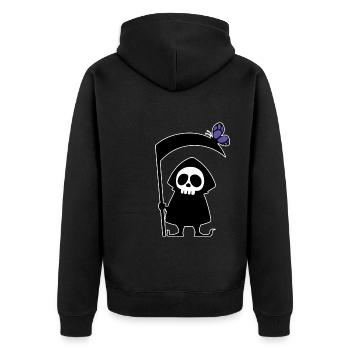 Mignon Mort Faux Scary Crâne Squelette Halloween - Veste à capuche bio Premium Unisexe - noir - Dos - Nico (187cm)