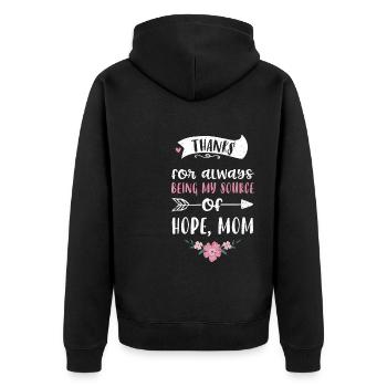 Thanks for always being my sourc... - Unisex Premium Organic Zip Hoodie - black - Back - Nico (187cm)