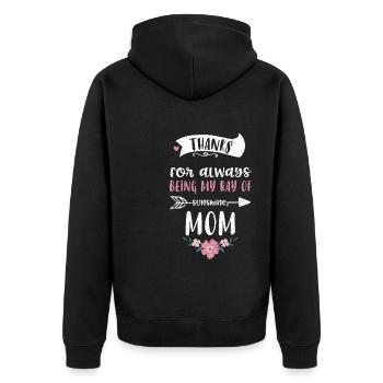 Thanks for always being my ray o... - Unisex Premium Bio Zip Hoodie - Schwarz - Hinten - Nico (187cm)