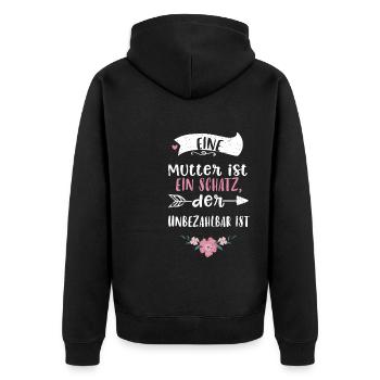 Eine Mutter ist ein Schatz, der... - Unisex Premium Bio Zip Hoodie - Schwarz - Hinten - Nico (187cm)
