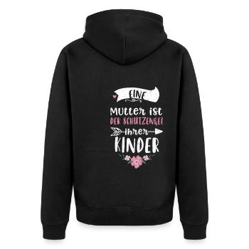 Eine Mutter ist der Schutzengel... - Unisex Premium Bio Zip Hoodie - Schwarz - Hinten - Nico (187cm)