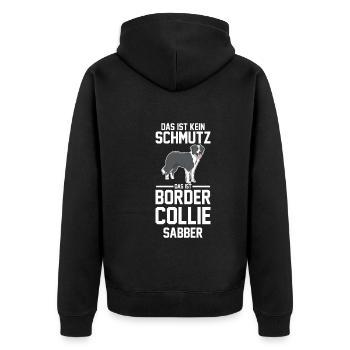 Hund Border Collie - Unisex Premium Bio Zip Hoodie - Schwarz - Hinten - Nico (187cm)