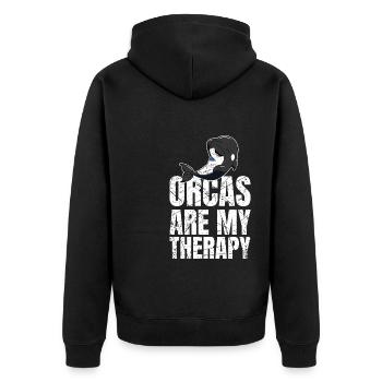 Orcas Are My Therapy Marine Biologist - Unisex Premium Organic Zip Hoodie - black - Back - Nico (187cm)