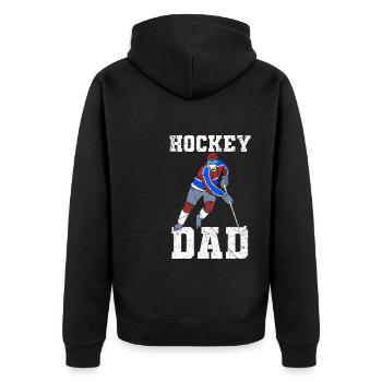 Hockey Dad Eishockey - Unisex Premium Bio Zip Hoodie - Schwarz - Hinten - Nico (187cm)