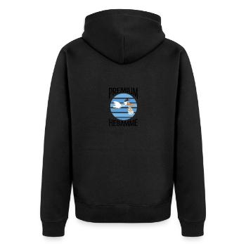 Hebammen - Unisex Premium Bio Zip Hoodie - Schwarz - Hinten - Nico (187cm)