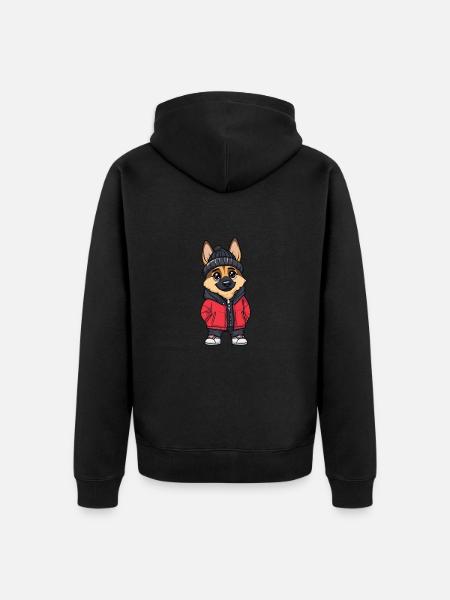 Schäferhund Hund Winter - Unisex Premium Bio Zip Hoodie - Schwarz