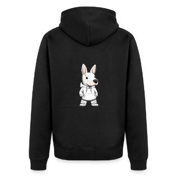 Bull Terrier Dog Funny - Unisex Premium Organic Zip Hoodie - black - Back - Nico (187cm)