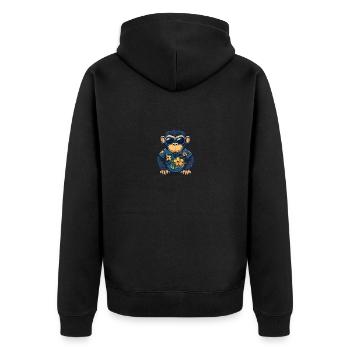Affe Comic Cool Sommer - Unisex Premium Bio Zip Hoodie - Schwarz - Hinten - Nico (187cm)