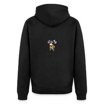 Kuh Comic Cool Sommer - Unisex Premium Bio Zip Hoodie - Schwarz - Hinten - Nico (187cm)