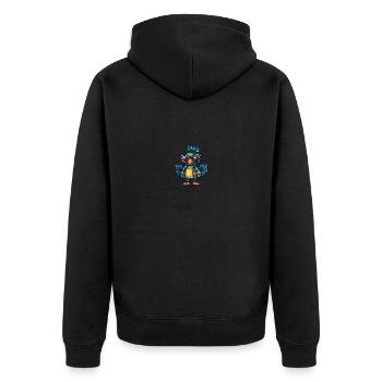 Pfau Vogel Comic Cool Sommer - Unisex Premium Bio Zip Hoodie - Schwarz - Hinten - Nico (187cm)