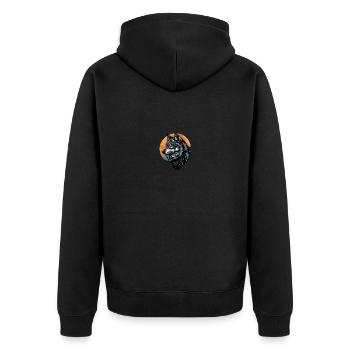 Wolf Mond - Unisex Premium Bio Zip Hoodie - Schwarz - Hinten - Nico (187cm)