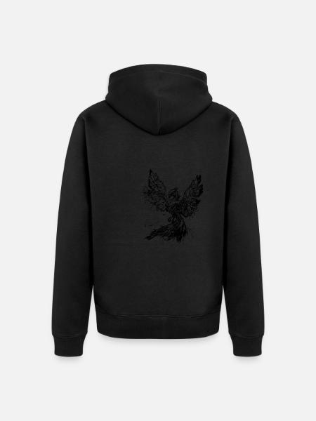 Phoenix simbolo magico di immortalità e forza - Felpa con cappuccio ecologica premium unisex - nero