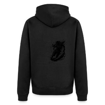 Vintage Astronaut in Unendlichkeit - Unisex Premium Bio Zip Hoodie - Schwarz - Hinten - Nico (187cm)