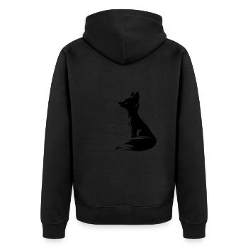 Eleganter niedlicher Fuchs Tattoo Style Porträt - Unisex Premium Bio Zip Hoodie - Schwarz - Hinten - Nico (187cm)