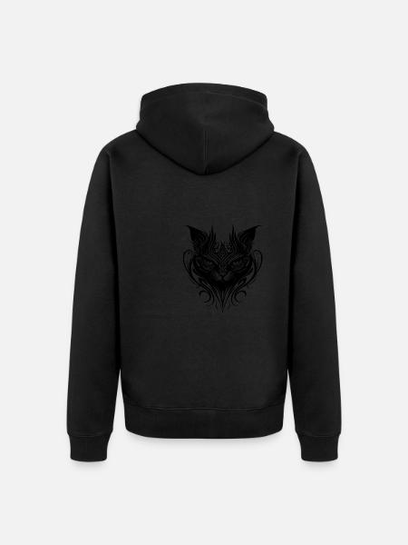Tribal Tattoo Katze - Unisex Premium Bio Zip Hoodie - Schwarz
