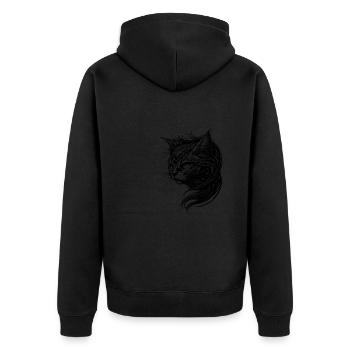 Chat élégant dans le style de tatouage vintage - Veste à capuche bio Premium Unisexe - noir - Dos - Nico (187cm)