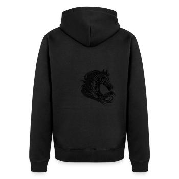 Stallion portrait with elegant mane in the wind - Unisex Premium Organic Zip Hoodie - black - Back - Nico (187cm)