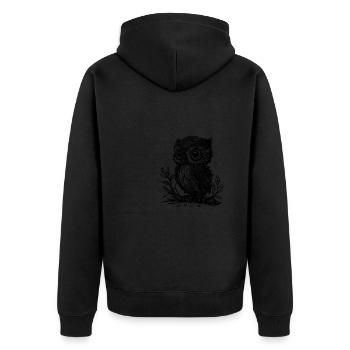 Süsser kleiner vintager Kautz auf einem Ast - Unisex Premium Bio Zip Hoodie - Schwarz - Hinten - Nico (187cm)