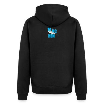 tauchen - Unisex Premium Bio Zip Hoodie - Schwarz - Hinten - Nico (187cm)