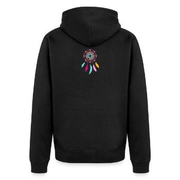 Traumfänger - Unisex Premium Bio Zip Hoodie - Schwarz - Hinten - Nico (187cm)