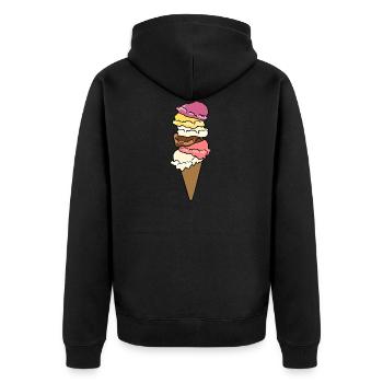 Ice Cream Ice Cream Cone Ice Cream Ball - Unisex Premium Organic Zip Hoodie - black - Back - Nico (187cm)