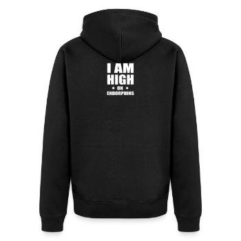 Sport - Unisex Premium Bio Zip Hoodie - Schwarz - Hinten - Nico (187cm)