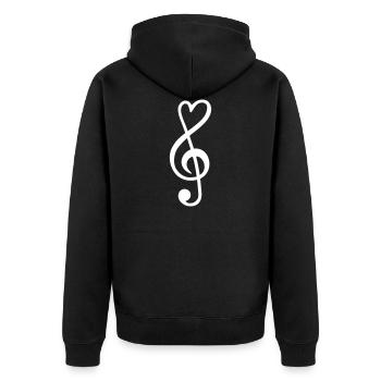 clef - Unisex Premium Organic Zip Hoodie - black - Back - Nico (187cm)