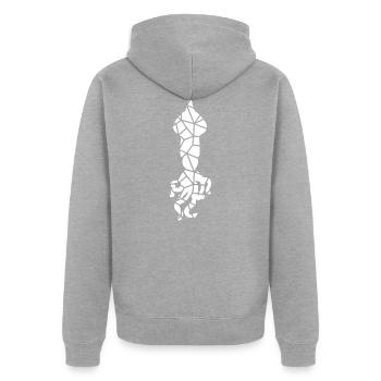Tintenfisch - Unisex Premium Bio Zip Hoodie - Grau meliert - Hinten - Nico (187cm)