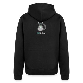 Gin Tee, Gin Geschenk, T-Shirt Gin, Shirt Tonic Gin Chilla - Unisex Premium Bio Zip Hoodie - Schwarz - Hinten - Nico (187cm)