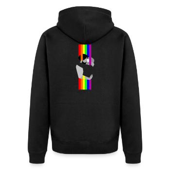 Gay Pride - Unisex Premium Organic Zip Hoodie - black - Back - Nico (187cm)