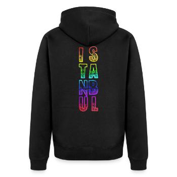 istanbul rs regenbogen - Unisex Premium Bio Zip Hoodie - Schwarz - Hinten - Nico (187cm)
