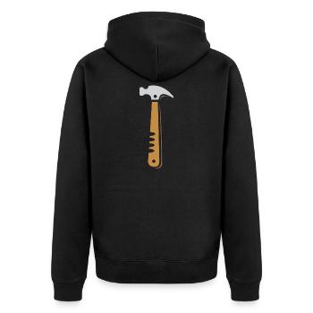 Stylischer Hammer Vektor – Handwerksdesign für Pro - Unisex Premium Bio Zip Hoodie - Schwarz - Hinten - Nico (187cm)