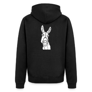 Donkey Schwarz-Weiß Online-Grafik - Unisex Premium Bio Zip Hoodie - Schwarz - Hinten - Nico (187cm)