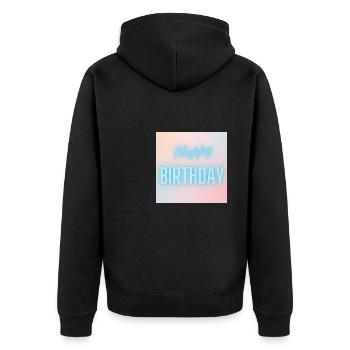BIRTHDAY,HAPPY BIRTHDAY,HAPPY BIRTHDAY - Unisex Premium Organic Zip Hoodie - black - Back - Nico (187cm)