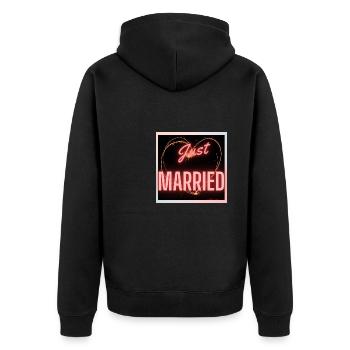 JUST MARRIED,LONG LIVE THE MARIES,EVJF,VALENTINE'S DAY - Unisex Premium Organic Zip Hoodie - black - Back - Nico (187cm)