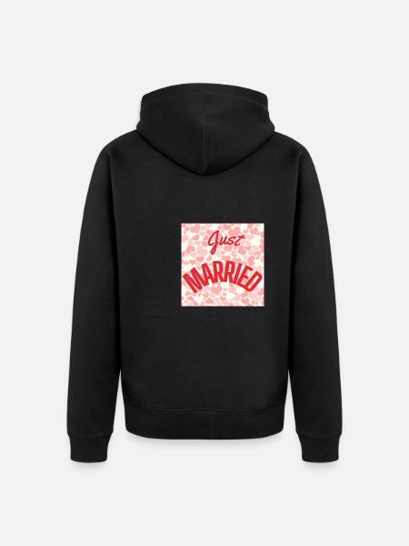 JUST MARRIED,VIVE LES MARIES,EVJF,SAINT VALENTIN - Veste à capuche bio Premium Unisexe - noir