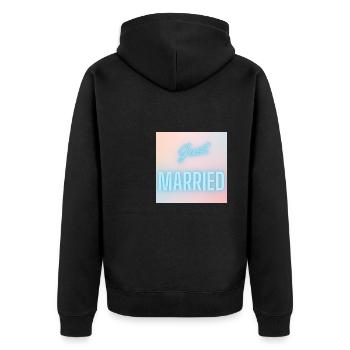 JUST MARRIED,LONG LIVE THE MARIES,EVJF,VALENTINE'S DAY - Unisex Premium Organic Zip Hoodie - black - Back - Nico (187cm)