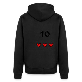 10 YEARS. 10th ANNIVERSARY. ANNIVERSARY 10 YEARS - Unisex Premium Organic Zip Hoodie - black - Back - Nico (187cm)