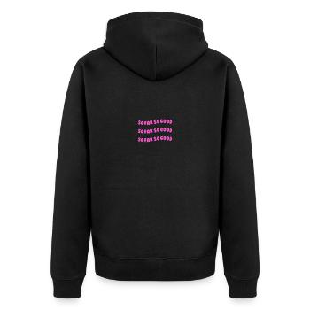 so far so good pink - Unisex Premium Organic Zip Hoodie - black - Back - Nico (187cm)