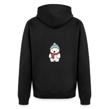 Cute polar bear in festive winter look! - Unisex Premium Organic Zip Hoodie - black - Back - Nico (187cm)