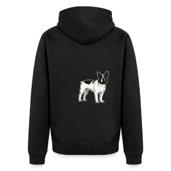 French Bulldog T-shirt. - Unisex Premium Organic Zip Hoodie - black - Back - Nico (187cm)