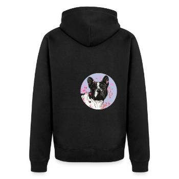 French Bulldog T-shirt. - Unisex Premium Organic Zip Hoodie - black - Back - Nico (187cm)