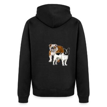 English and French Bulldog T-Shirt. - Unisex Premium Organic Zip Hoodie - black - Back - Nico (187cm)