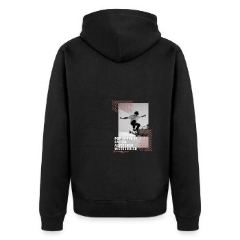 Skateboard Ollie Jungen Geschenkidee - Unisex Premium Bio Zip Hoodie - Schwarz - Hinten - Nico (187cm)