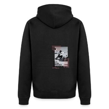Skateboard Ollie Skater Geschenkidee Herren - Unisex Premium Bio Zip Hoodie - Schwarz - Hinten - Nico (187cm)