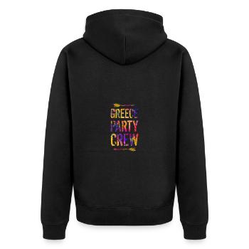 Greece Party Crew Spruch - Unisex Premium Bio Zip Hoodie - Schwarz - Hinten - Nico (187cm)