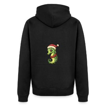 Seepferd Weihnachten Comic - Unisex Premium Bio Zip Hoodie - Schwarz - Hinten - Nico (187cm)