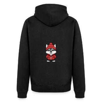 Husky Hund Stylisch - Unisex Premium Bio Zip Hoodie - Schwarz - Hinten - Nico (187cm)