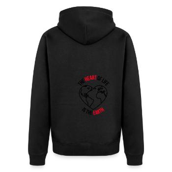 The heart of life, is the earth (black) - Unisex Premium Organic Zip Hoodie - black - Back - Nico (187cm)